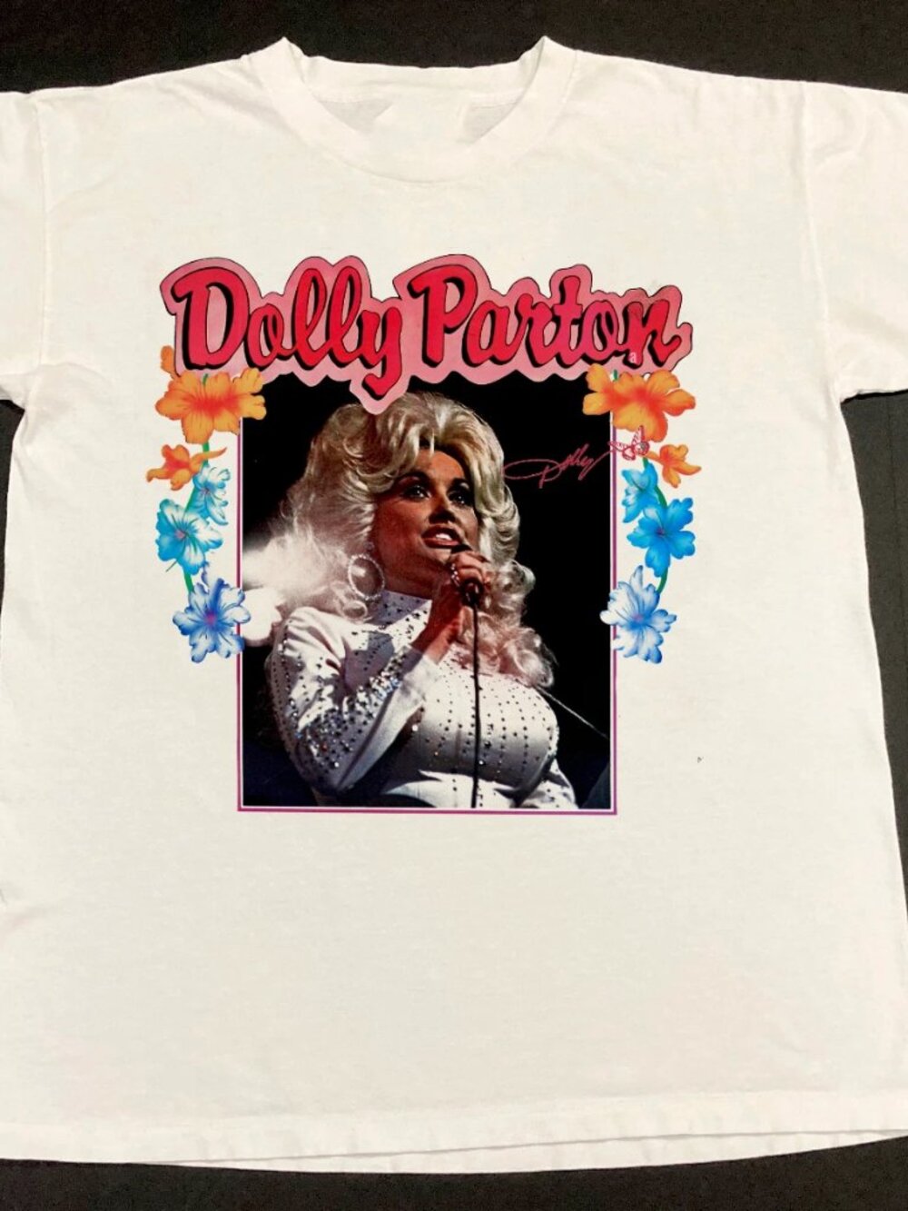 Dolly Parton Short Sleeve Band White  T-shirt